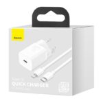 Baseus Oplader Super Si PD 20W 1x USB-C Hvid + USB-C - Lightning Kable - Billede 3