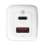 Baseus oplader GaN2 Lite PD 65W 1x USB-C 1x USB Hvid - Billede 2