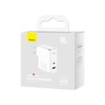 Baseus Oplader GaN5 Pro PD 100W 1x USB-C 1x USB Hvid + USB-C - USB-C - Billede 3