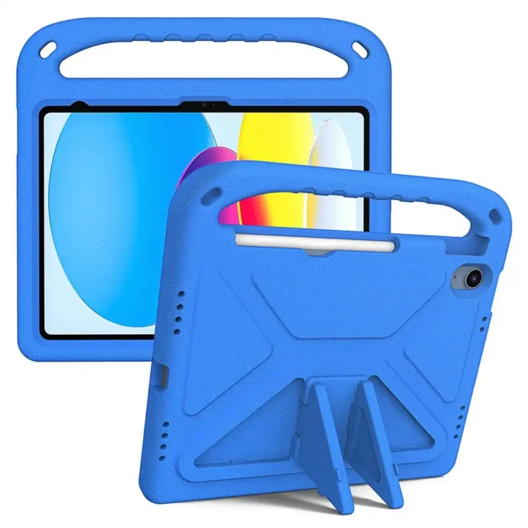 iPad 10.9 Børnevenligt Cover (2025/2022) – Blå stånde