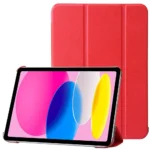 iPad 10.9 (2025/2022) Tri-Fold Etui – Rød åben og lukket