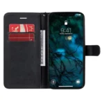 iPhone 12 Pro Max Flip Cover m. Kortholder – Sort åben
