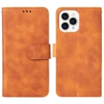 iPhone 14 Pro Flip Cover m. Kortholder – Brun for og bagside