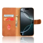 iPhone 16 Pro Flip Cover m. Kortholder – Brun åben