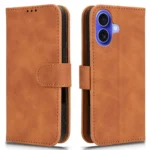 iPhone 16 Flip Cover m. Kortholder – Brun for og bagside