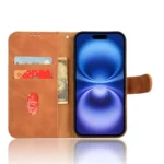 iPhone 16 Flip Cover m. Kortholder – Brun åben