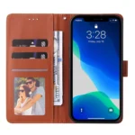 iPhone 13 Pro Max Flip Cover m. Kortholder – Brun åben