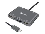 Sandberg USB-C Dock 2xHDMI+1xVGA+USB+PD