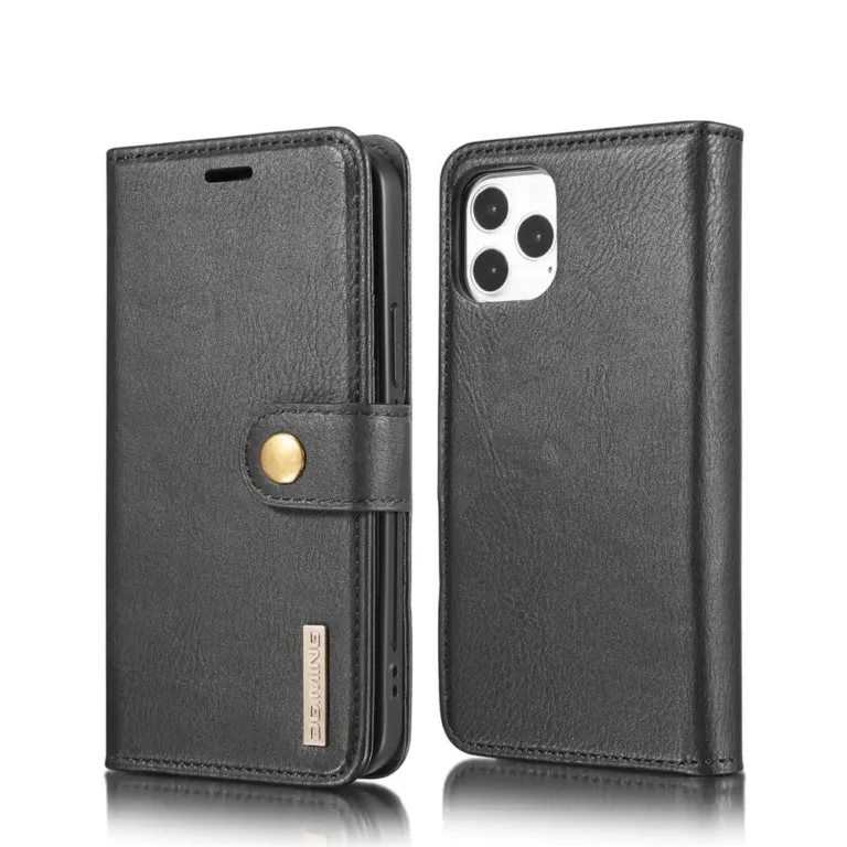 iPhone 12/12 Pro Bookcover 2 i 1 Læder Sort