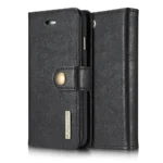 iPhone 7/8/SE Bookcover 2 i 1 Læder Sort bagside begge sider