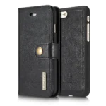 iPhone 7/8/SE Bookcover 2 i 1 Læder Sort bagside for og bagside