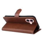 iPhone 16 Flip Cover m. Kortholder – Brun stående bagside
