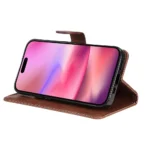 iPhone 16 Flip Cover m. Kortholder – Brun stående