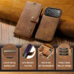 iPhone 17 Pro Bookcover 2 i 1 Læder Brun - Billede 5