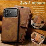 iPhone 17 Pro Bookcover 2 i 1 Læder Brun - Billede 4
