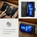 iPhone 15 Pro Bookcover 2 i 1 Læder Brun - Billede 4