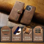 iPhone 16 Pro Bookcover 2 i 1 Læder Brun - Billede 7