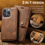 iPhone 16 Pro Bookcover 2 i 1 Læder Brun - Billede 9
