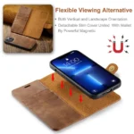 iPhone 16 Pro Bookcover 2 i 1 Læder Brun - Billede 10