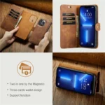 iPhone 16 Pro Bookcover 2 i 1 Læder Brun - Billede 11