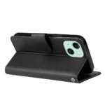 iPhone 15 Plus PU læder Flip Cover m. Kortholder – Sort - Billede 4