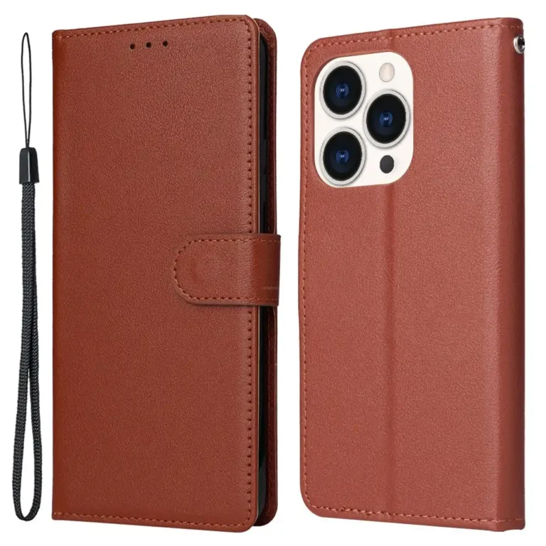 iPhone 15 Pro Max Flip Cover m. Kortholder – Brun begge sider