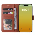 iPhone 15 Pro Max Flip Cover m. Kortholder – Brun åben