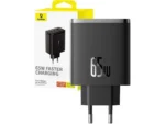Baseus oplader GaN2 Lite PD 65W 2x USB-C 1x USB Sort