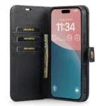 iPhone 16 Bookcover 2 i 1 Læder Sort - Billede 9