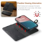 iPhone 16 Bookcover 2 i 1 Læder Sort - Billede 5