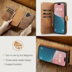 iPhone 16 Bookcover 2 i 1 Læder Brun - Billede 4