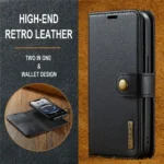iPhone 16e Bookcover 2 i 1 Læder Sort retro