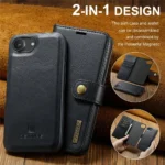 iPhone 16e Bookcover 2 i 1 Læder Sort slim case
