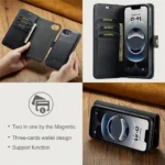iPhone 16e Bookcover 2 i 1 Læder Sort kort