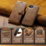 iPhone 16e/17e Bookcover 2 i 1 Læder Brun - Billede 6