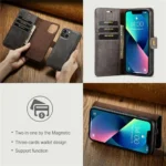 iPhone 15 Bookcover 2 i 1 Læder Sort - Billede 3