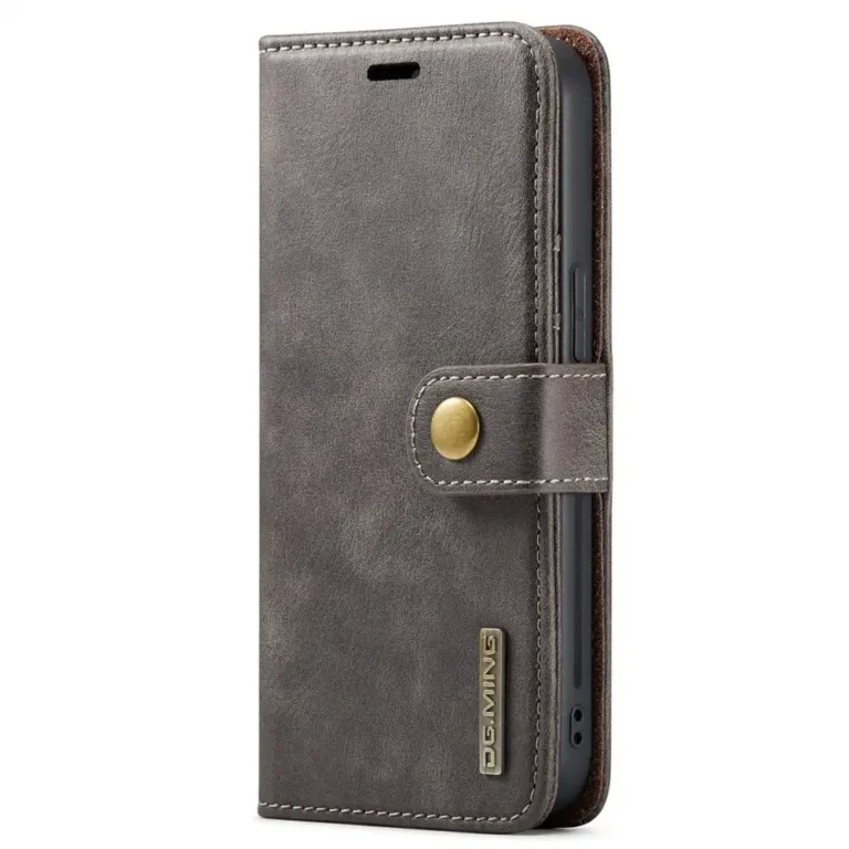 iPhone 15 Bookcover 2 i 1 Læder Grå