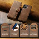 iPhone 15 Bookcover 2 i 1 Læder Brun - Billede 6