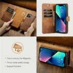 iPhone 15 Bookcover 2 i 1 Læder Brun - Billede 2