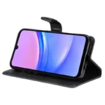 Samsung Galaxy A17 5G / A17 4G / A26 5G / A16 5G / A16 4G Case Solid Color Leather Mobile Cover Wallet Stand with Strap - Black