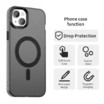 Candy Series For iPhone 15 Case Compatible with MagSafe PC+TPU+PET Anti-Drop Phone Cover - Black