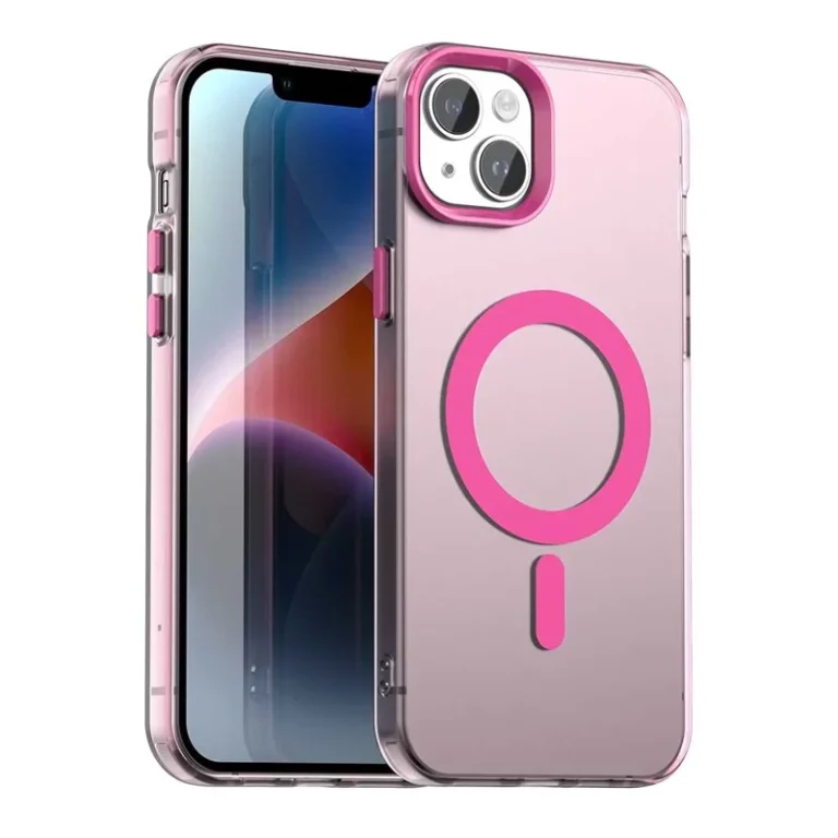 Candy Series For iPhone 15 Case Compatible with MagSafe PC+TPU+PET Anti-Drop Phone Cover - Red