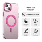 Candy Series For iPhone 15 Case Compatible with MagSafe PC+TPU+PET Anti-Drop Phone Cover - Red