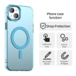 Candy Series For iPhone 15 Case Compatible with MagSafe PC+TPU+PET Anti-Drop Phone Cover - Blue