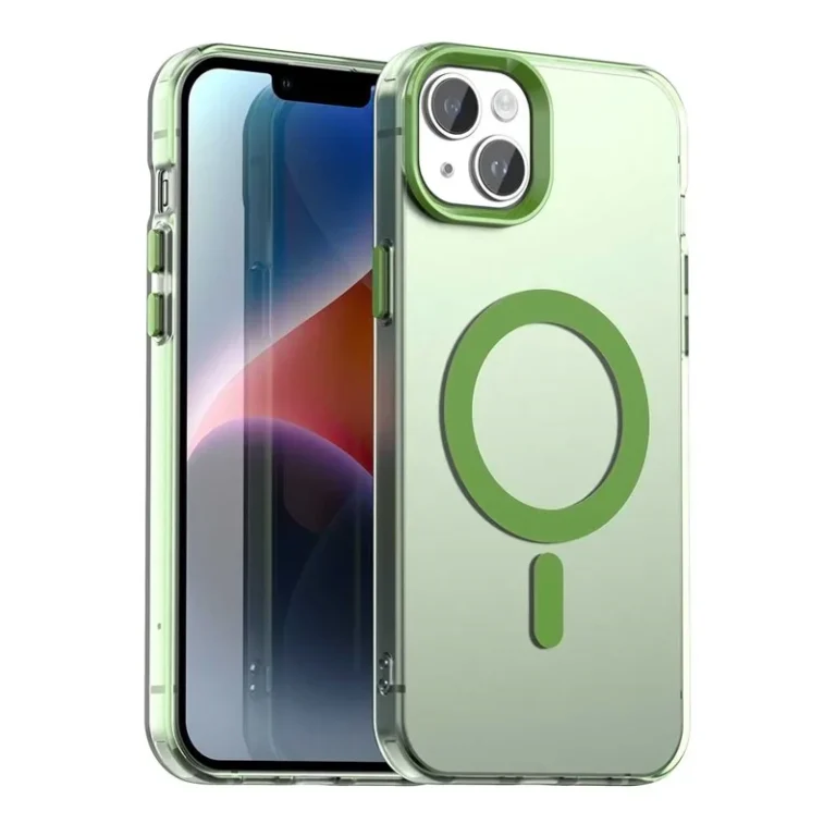 Candy Series For iPhone 15 Case Compatible with MagSafe PC+TPU+PET Anti-Drop Phone Cover - Green