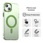 Candy Series For iPhone 15 Case Compatible with MagSafe PC+TPU+PET Anti-Drop Phone Cover - Green