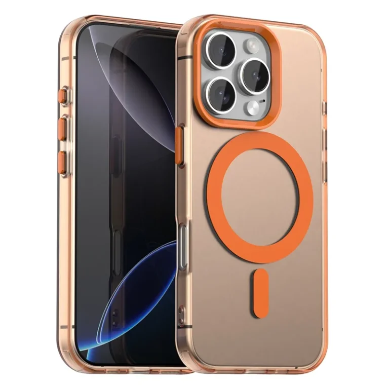 Candy Series For iPhone 16 Pro Case Compatible with MagSafe PC+TPU+PET Anti-Drop Phone Cover - Orange