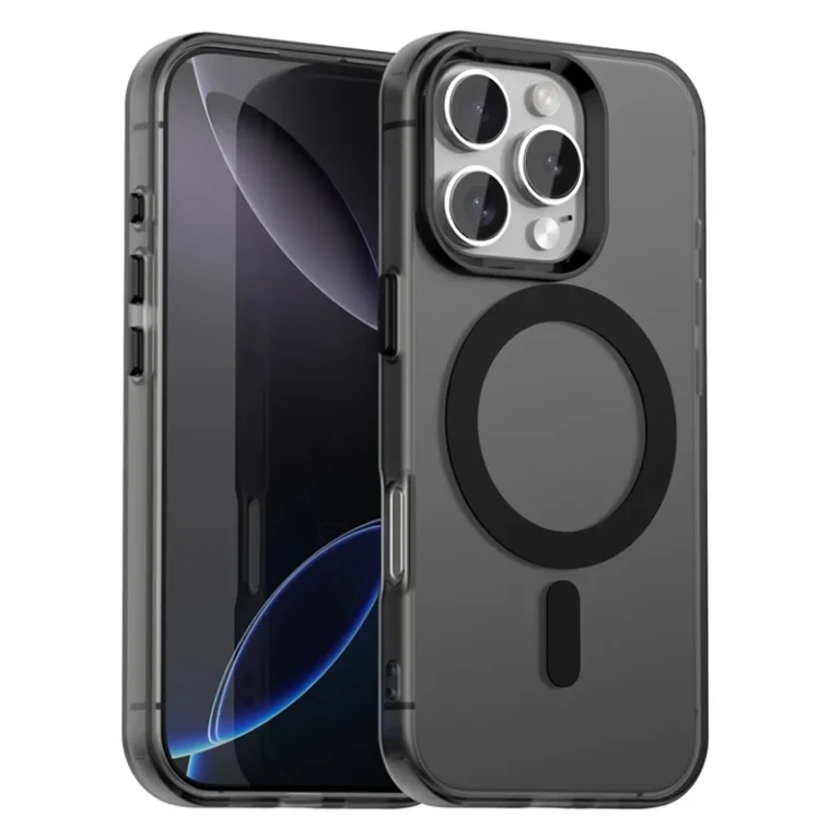 Candy Series For iPhone 16 Pro Case Compatible with MagSafe PC+TPU+PET Anti-Drop Phone Cover - Black