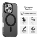Candy Series For iPhone 16 Pro Case Compatible with MagSafe PC+TPU+PET Anti-Drop Phone Cover - Black