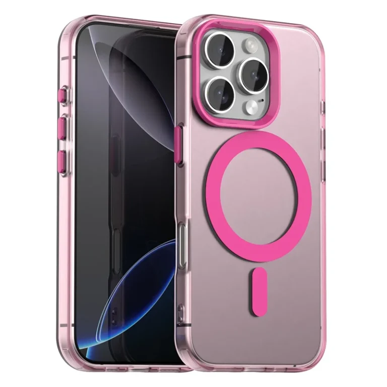 Candy Series For iPhone 16 Pro Case Compatible with MagSafe PC+TPU+PET Anti-Drop Phone Cover - Red